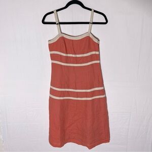 Women’s Coral With Beige Trim Summer Dress Sun Dress S